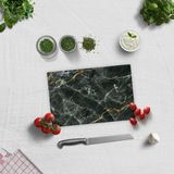 DECORITA Marbre noir avec rayures brunes planche à découper en verre trempé 20cm × 30cm
