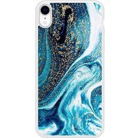 Apple iPhone XR Marbre bleu paillete Verstevigd hoesje met sublimatie bedrukking