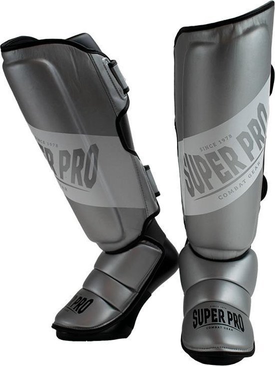 Super Pro Combat Gear Rebel Scheenbeschermers - Zwart/Grijs/Wit - S