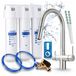 Ari robinet de cuisine 3 voies Slender, acier inoxydable, robinet d'évier extractible. Incluant le système de filtration d'eau Aquaphor Kristall H