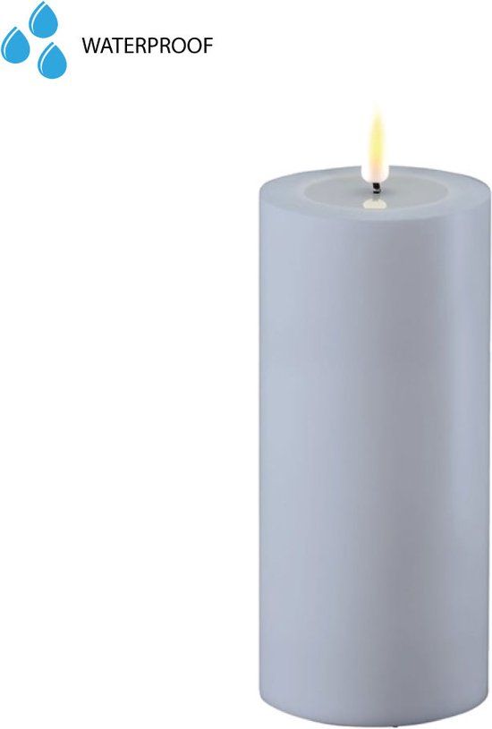 Deluxe Homeart Led Kaars Outdoor Dust Blue 7,5 x 15 cm | Met dimfunctie | Voor buiten