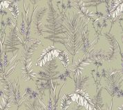 Living Walls BLOEMETJES EN BLAADJES BEHANG | Planten - Grijs Crème Lila Violet - Vliesbehang - 1005 cm x 53 cm