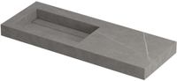 Merkloos INK Pitch Wastafel Keramische Slab Links met Drain en Front en Side Skirts Zonder Kraangat - 1200x450x90 mm - Armani Grey Mat