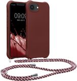 kwmobile telefoonhoesje geschikt voor Apple iPhone 17e / iPhone 16e - Hoesje van siliconen met telefoonkoord - In bordeaux-violet
