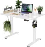 Ibenzoa® Elektrisch Verstelbaar Zit-Sta Bureau Wit - 100x60cm met Geheugen en Kabelmanagement