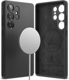 Ringke Silicone Magnetic Hoesje Geschikt voor Samsung Galaxy S25 Ultra | Compatibel met MagSafe en Qi2 | Back Cover met Magneet | Zacht Siliconen | Slank Design | Zwart