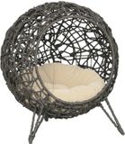 PawHut Maison pour chat - Résine tressée - 52x52x58cm - Gris