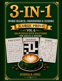 3-in-1 Puzzle Book Vol 4: Word Search, Crossword and Sudoku Puzzles for Adults and Seniors
