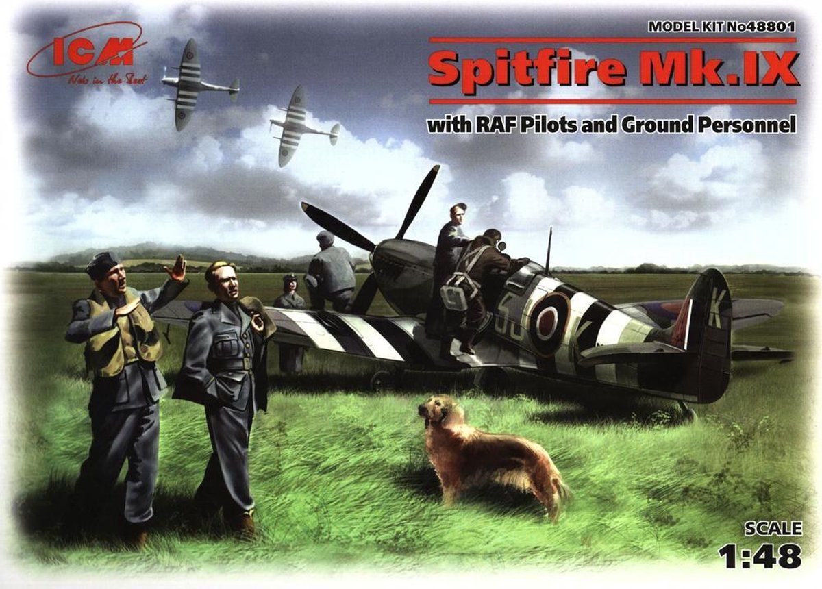 ICM ICM48801 1:48-Spitfire Mk.IX w/RAF Piloten & Ground Personeel