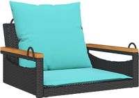 vidaXL Schommelbank met kussens, zwart, 63x62x40 cm, polyrotan