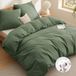 Drap de lit, 240x220 cm, coton, 2 taies d'oreiller, vert olive