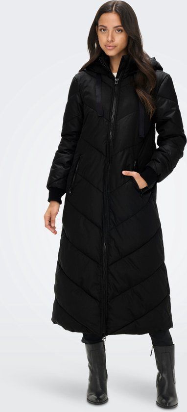 JDY JDYSKYLAR X-LONG PADDED JACKET OTW HAB Women's Quilted Jacket - Size M - Black