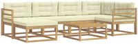 vidaXL Hoek loungeset 6 zitplaatsen Acacia hout Wit en crèmekleurig