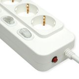 Value 4-voudige stekkerdoos met afzonderlijke schakelaars, wit, 3 m