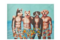 J-Line wanddecoratie Honden Zwemshort - canvas/verf - mix
