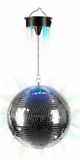 Merkloos Discobal - 25 cm - Zilver/Zwart - met motor - led
