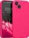 kwmobile telefoonhoesje geschikt voor Apple iPhone 13 - TPU backcover met siliconen coating - Smartphone case in neon roze