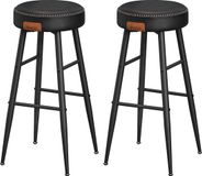VASAGLE Barkrukken – Set van 2 – Zwart – Industrieel – Met rugleuning – Zithoogte 76 cm
