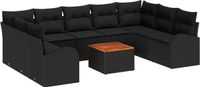 vidaXL Tuinbank Set 10 st Zwart Poly Rattan