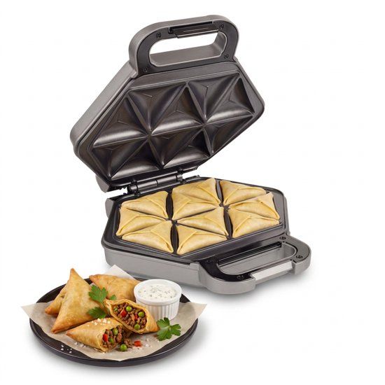 Princess Samosa en Snackmaker - Bladerdeeghapjes - Empanada - Appelflappen - 10 hapjes - 700 Watt - Grijs