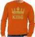 Bellatio Decorations Koningsdag verkleed sweater heren - oranje - King - glitter goud - kroon M