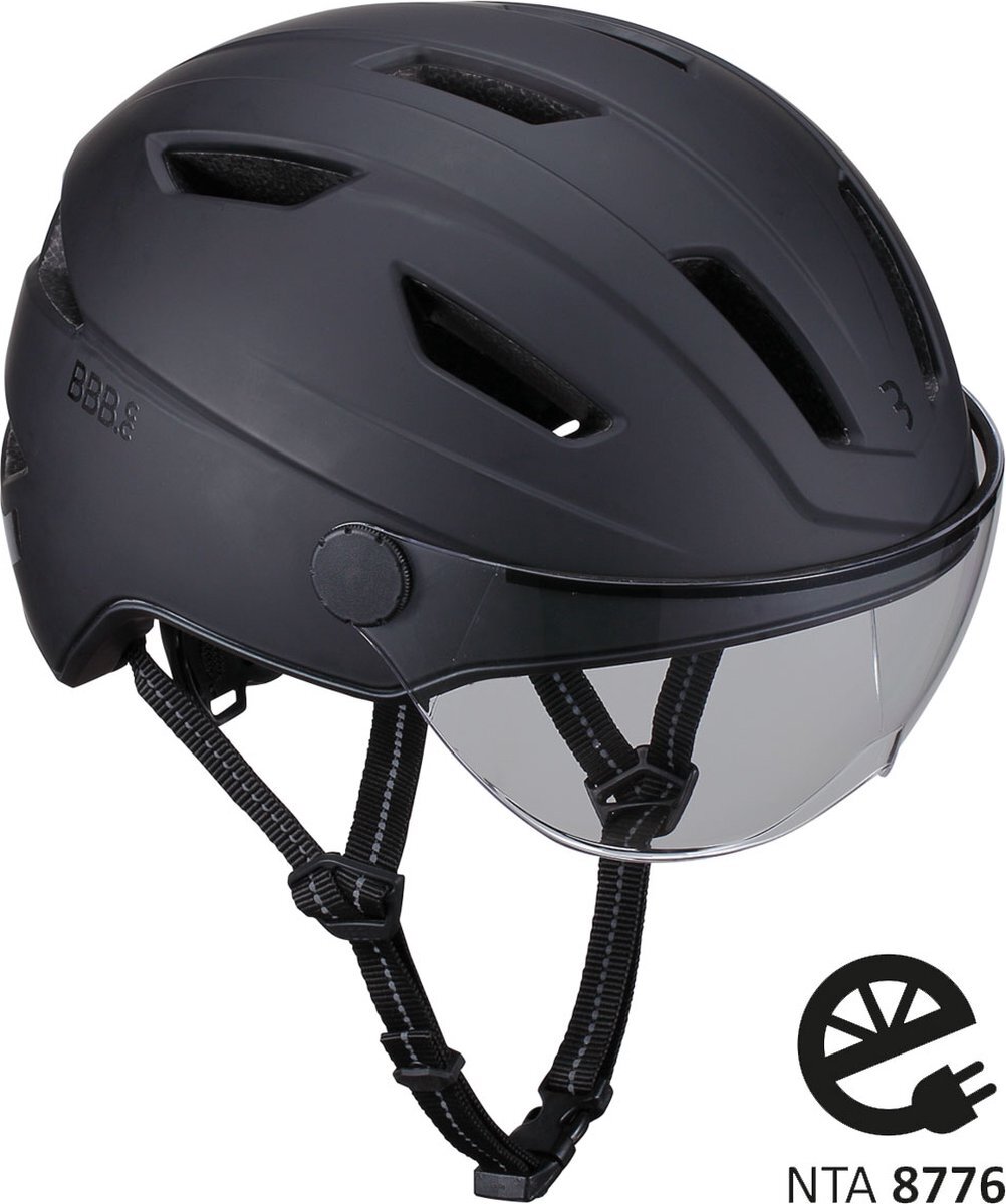 BBB Cycling Move Faceshield Transparant E-bike Helm - Speed Pedelec Helm - Elektrische Fiets - Mat Zwart - Maat L - BHE-57