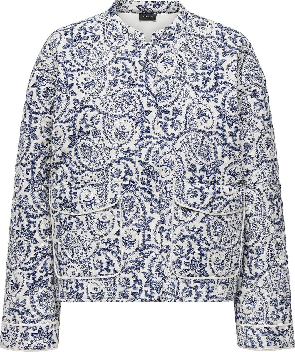Only Vest Onlhallie Quilted Jacket Otw Noos 15328523 Cloud Dancer/blue Tile Print Dames Maat - M