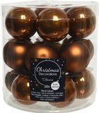 Decoris Kleine kerstballen - 18x st - kaneel bruin - D4 cm - glas - kerstversiering
