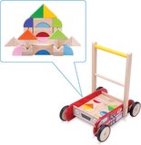 Thim Toys Wonderworld Loop- en Blokkenwagen Brandweer - Hout - Multi