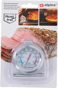Alpina Thermomètre de four résistant à la chaleur – Inox – Thermomètre de four analogique 50°C à 300°C – Suspendu et Autoportant