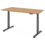hjh OFFICE PRO XDSM 16 G | Bureau - 160 x 80 Knoestige Eiken Tafelhoogte I Elektrisch in hoogte verstelbaar
