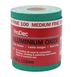 ProDec 10 m rol 100 korrel middelfijn groen aluminiumoxide schuurpapier voor het schuren van hout, verf, gips, vulmiddel, metaal en meer, 115 mm breed schuurpapier compatibel met machineschuurmachines