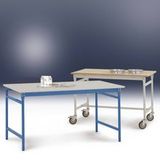 Manuflex BB3039.0001 Bijzettafel basis stationair met PVC-tafelblad in grijs-groen HF 0001, bxdxh: 1250 x 600 x 780 mm Grijs, Groen