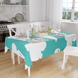 Bonamaison Tafelkleed, Anti-Mold, Sneldrogend, Waterdicht, 100% Polyester Tafellaken, Turkoois, wit, 140 x 160 Cm