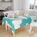 Bonamaison Tafelkleed, Anti-Mold, Sneldrogend, Waterdicht, 100% Polyester Tafellaken, Turkoois, wit, 140 x 160 Cm