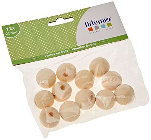 Artemio 12 25 mm houten kralen, beige