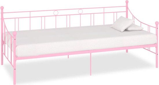 vidaXL Slaapbank metaal roze 90x200 cm