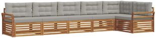 vidaXL - Acacia Hout - Hoekbank - 6-zits - Naturel en Lichtgrijs