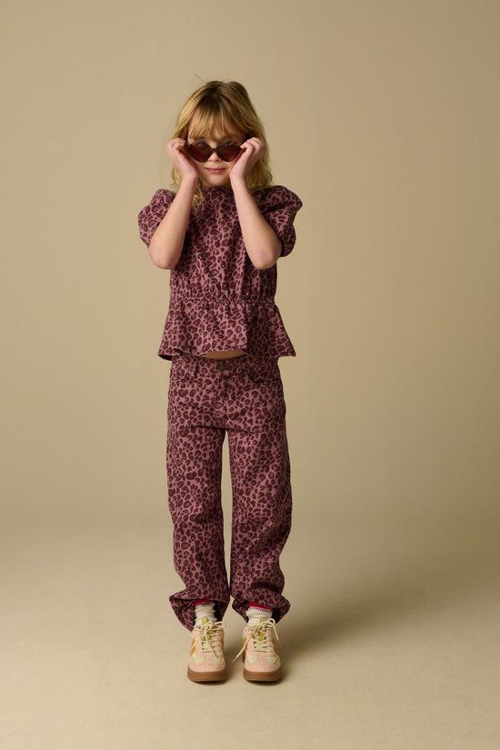 Sissy-Boy Roze straight leg jeans met leopard print