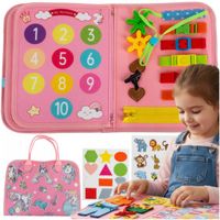 Kruzzel Livre à manipuler Montessori rose – jouet sensoriel éducatif avec motif de licorne