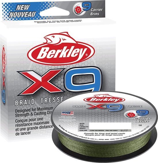 Berkley X9 Braid Low Visual Green - 4.5kg - 300m - Groen