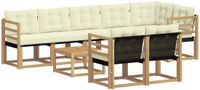 vidaXL Hoek loungeset 8 zitplaatsen Wit en crème Acacia hout