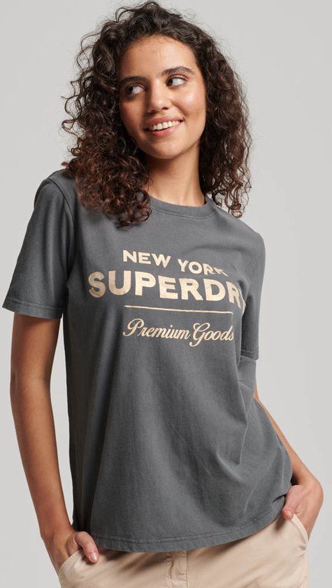 Superdry Luxe Metallic Logo T-Shirt - Vintage Black - Maat S