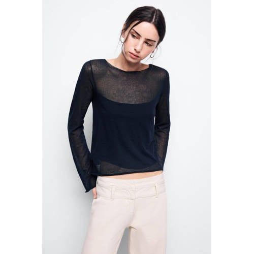 MANGO TEEN semi-transparante gebreide trui - marineblauw