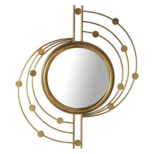 DRW Wandspiegel met cirkels van metaal en spiegel in goud, 66 x 3 x 78 cm, 33 cm