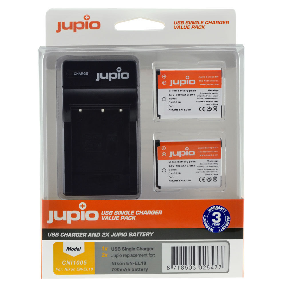 Jupio Nikon EN-EL19 USB Single Charger Kit Merk