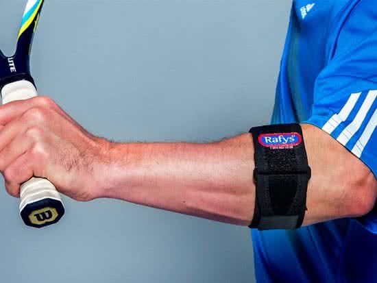 Rafys AAEB Tenniselleboogbandage rechts M zwart