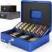 ACROPAQ Geldkistje – 30 x 24 x 9 cm, Blauw