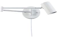 BARCELONA LED wandlamp met scharnierende arm, witte moderne en vintage wandlamp van metaal, met kabel, stekker en schakelaar, ideaal voor hoofdeinde, slaapkamer, lezen, industriële