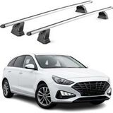 Omac Barres de toit transversales en aluminium pour Hyundai I30 III 2017-2026 – Tüv / Din 75302:2019 – Antivol inclus – Charge max 75 kg – 2 barres – Gris